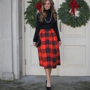 Kate Spade New York "Blaze a Trail" Woodland Plaid Midi Skirt